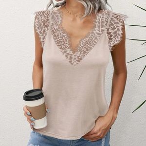 Boho V neck lace cami top
